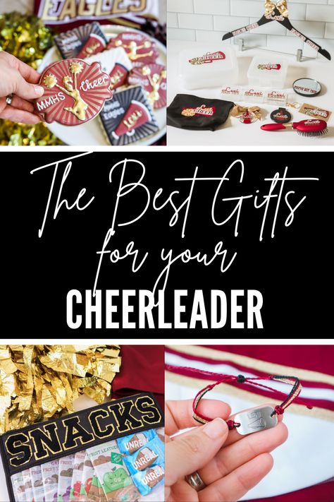 The Best Gift Ideas for Your Cheerleader: Insanely Cool Presents She’ll Love! - Practical Perfection Gifts From Cheer Coach, Cheer Team Gifts From Coach, End Of Year Cheer Gifts For Team, Cheer Team Gift Ideas Diy, Cheerleaders Gifts Ideas, Cheer Competition Baskets, Cheerleader Gifts From Coach, Gifts For Football Players From Cheerleaders, Diy Cheer Team Gifts Cute Ideas