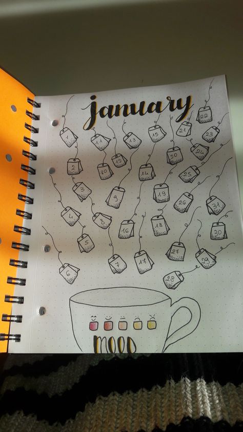 Track your mood everyday on January with a warm cup of tea☕ #moodtracker #januarymood #mood #tea Journal Mood Tracker Ideas January, Mood Tracker Ideas January, Mood Tracker Gennaio, January Bullet Journal Mood Tracker, Mood Tracker For January, Cute Diary Ideas Writing, January Mood Tracker, January Bullet Journal, Goals Bullet Journal