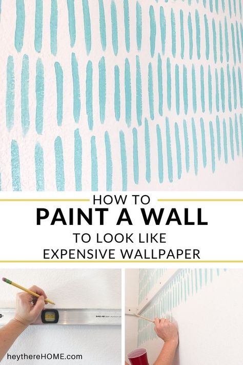 Easy DIY accent wall creates the look of wallpaper for less! #fauxwallpaper #accentwall #paintedaccentwall #diyaccentwall #geometricaccentwall Easy Diy Accent Wall, Wall Covering Ideas, Faux Wallpaper, Expensive Wallpaper, Decorative Walls, Accent Wall Designs, Faux Brick Walls, Diy Wall Painting, Accent Wall Paint