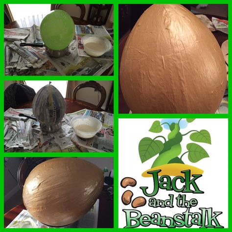 Paper mâché golden egg jack & the beanstalk Jack Beanstalk, Eyfs Literacy, Bean Stalk, Fairy Tales Unit, Police Post, Reception Class, Home Education Uk, Bee Classroom, Paper Mache Projects