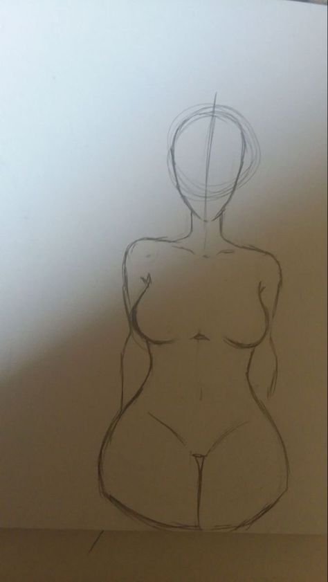 Natural Body Drawing, Atonomy Drawing Female, Plus Size Body Drawing Tutorial, Step By Step Body Drawing, Hand On Waist Drawing, Drawing Bodies Female, Girl Body Drawing Base Sketch, Line Paper Drawings, How To Draw Bodies Woman