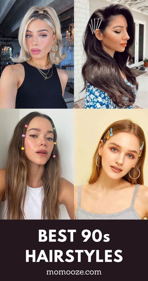 90s Hair And Makeup 1990s, 90s Assesories, 90s Hairstyles With Clips, 00s Hairstyles For Long Hair, 90s Easy Hairstyles, Hairstyles 30's For Women, 90s Hip Hop Hairstyles Women, 2000 Short Hairstyles, 90s Hairstyles Inspiration