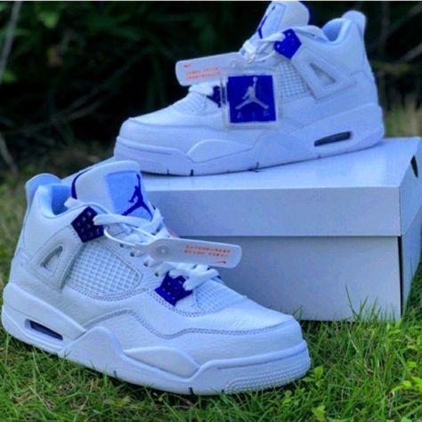 Jordan Birthday Gifts, Sky Blue Jordans, Jordans 4s Blue, Quince Shoes Sneakers Blue, Blue Jordans 4s, Blue Jordan 4’s, White And Blue Jordans, Jordan 4s Blue, Light Blue Jordans