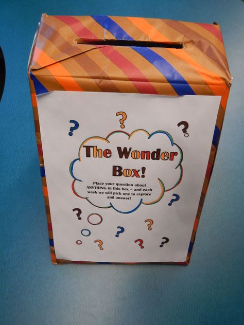 The Wonder Box is a great way to explore and encourage questions with your students. I encourage you all to try it and see what happens :-) Suggestion Box Ideas, Philosophy Student, Philosophy For Children, Box Ideas For Kids, Year 1 Classroom, Question Box, Wonder Wall, British Values, Inquiry Learning