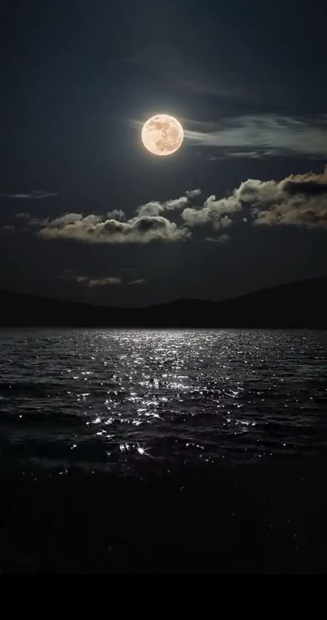 Moon Ocean, Moon And Stars Wallpaper, Moon Sea, Night Sky Moon, Sky Gif, Ocean At Night, Sky Photography Nature, Dark Nature Aesthetic, Moon Pictures