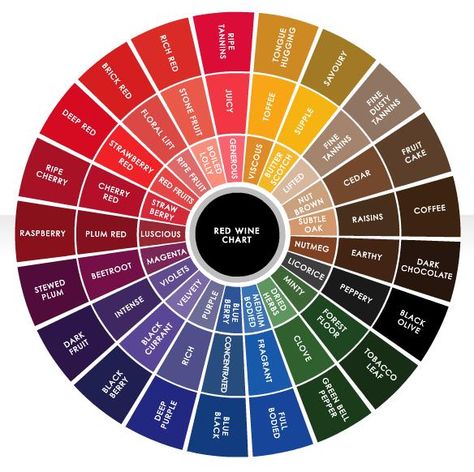 Red wine tasting Colour Wheel Theory, Wine Chart, Color Wheel Art, Wine Tasting Notes, Color Theory Art, Color Knowledge, Wine Colour, Wine Knowledge, Yantai