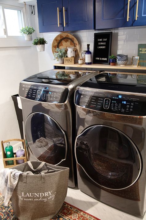 The Ultimate Samsung Laundry Experience - The Home Depot Blog Samsung Laundry, Laundry Room Appliances, House Appliances, Kitchen Essentials List, Samsung Home, Samsung Washing Machine, Dream Laundry Room, House Essentials, Small Laundry Rooms