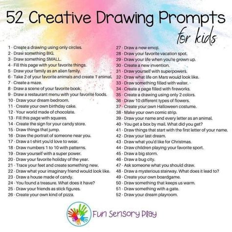 Drawing Prompts For Kids, Drawing Tasks, Morning Circle, Mentor Mentee, Sketchbook Prompts, 30 Day Art Challenge, Kid Drawing, Watercolour Challenge, Art Journal Challenge