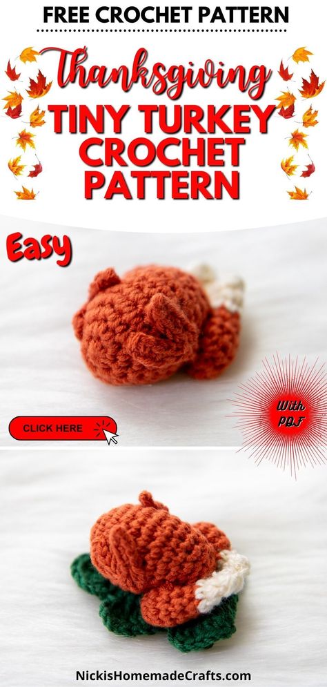 Thanksgiving Turkey Crochet Pattern, Crochet Turkey Leg Pattern Free, Free Crochet Patterns Amigurumi Thanksgiving, Crochet Turkey Hat Pattern Free, Crochet Turkey Applique, Crochet Turkey Amigurumi, Crocheted Thanksgiving Decorations, Crochet Thanksgiving Appliques, Free Crochet Turkey Pattern