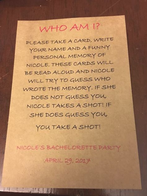 Who Am I Game, Game Bachelorette Party, Bachelorette Party Funny, Bachelorette Diy, Bridal Shower Bachelorette Party Ideas, Classy Bachelorette Party, Bridal Party Games, Bachelorette Planning, Bachelorette Party Weekend