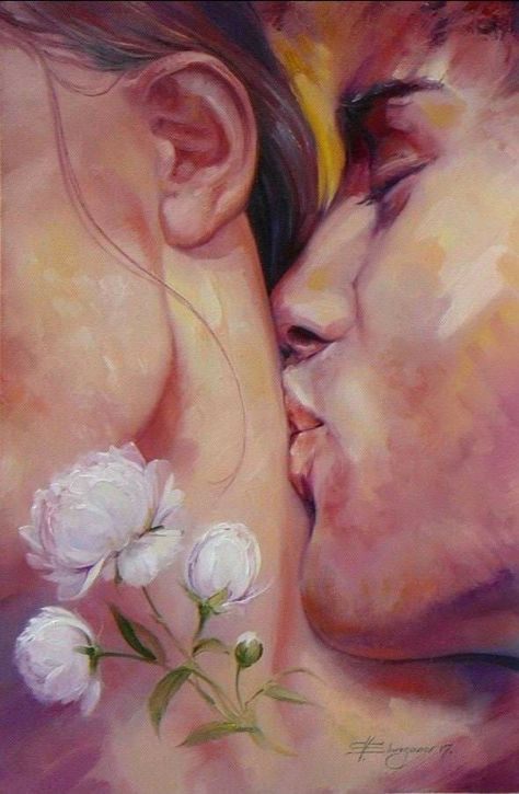 Soulmates Art, Kiss Painting, Art Amour, Twin Flame Art, Arte Peculiar, Romantic Paintings, Couple Painting, Art Couple, Art Of Love