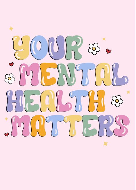 Self Care Illustration Art Aesthetic, Mental Wellbeing Illustration, Art Therapy Illustration, Aesthetic Slogan Design, Slogans For Mental Health, Mental Health Graphics Illustration, Workbook Aesthetic, Y2k Art Aesthetic, Slogan About Health