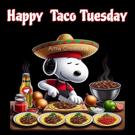 Snoopy is awesome | 🌮🌮 Taco Tuesday 🌮 🌮 | Facebook Happy Taco Tuesday, Happy Snoopy, Tuesday Greetings, Happy Taco, Weekend Greetings, Good Morning Snoopy, Woodstock Snoopy, Peanuts Charlie Brown Snoopy, Lucy Van Pelt