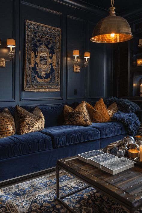 29 Dark Boho Living Room Ideas 1 Western Blue Aesthetic, Gothic Western Bedroom, Urban Living Room Ideas, Gothic Cowboy, Western Goth, Dark Boho Living Room, Gothic Living Room, Urban Living Room, Moody Living Room