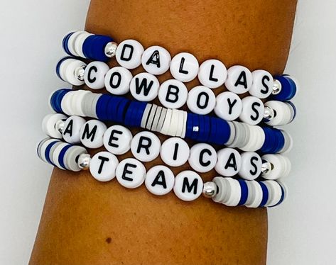 Dallas Cowboys Beaded Bracelet, Dallas Cowboys Clay Bracelets, Dallas Cowboys Bracelets, Slay Bracelets, Cowboy Bracelet, Dallas Cowboy Bracelet, Dallas Cowboys Decor, Bracelet Business, 80s Stuff