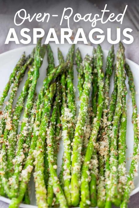 Roasted asparagus pairs well with almost anything. In this oven-roasted asparagus, Parmesan cheese adds a tasty topping to the tender roasted stalks. Roasted Asparagus Parmesan, Spring Side Dishes, Asparagus Recipes Oven, Asparagus Recipes Roasted, Oven Roasted Asparagus, Parmesan Asparagus, Asparagus Fries, Steamed Asparagus, Air Fryer Recipe