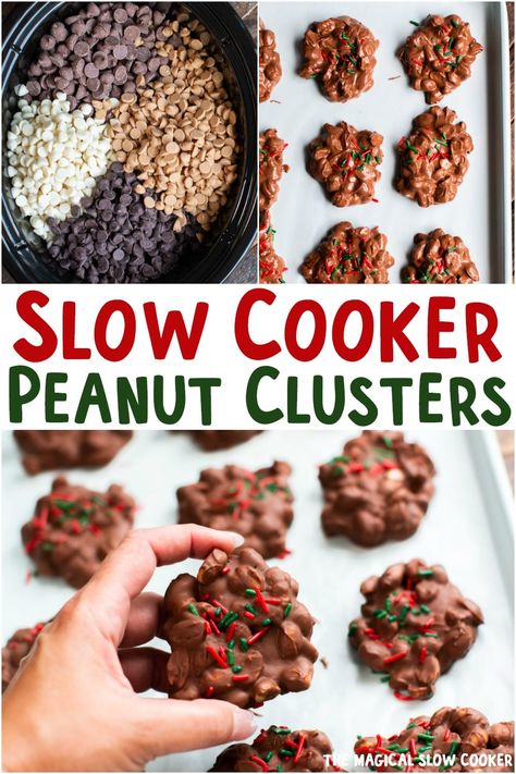 Slow Cooker Peanut Clusters, Easy Peanut Clusters, Peanut Cluster, Peanut Clusters In Crockpot, Slow Cooker Candy, Chocolate Peanut Clusters, Magical Slow Cooker, Chocolate Clusters, Crockpot Candy