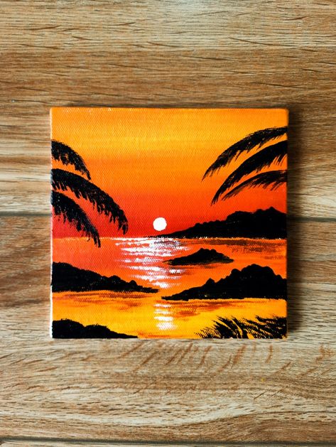 Acrylic painting 🎨🖌️ Painting Related To Nature, Guy Painting Ideas, Drawing With Poster Colors, Cute Sunset Paintings, Painting Ideas For Guys, Paintings For Guys, Paintings To Do, Sunsets Paintings, Nature Painting Ideas