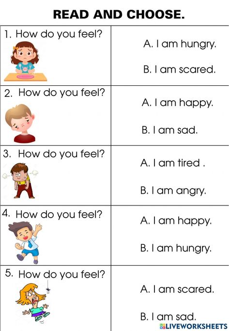 Feeling Worksheet For Kindergarten, Emotions Worksheets For Kindergarten, Introduction Activities For Kids, Worksheet English For Kindergarten, Emotion Worksheets For Kids, Emotions Worksheet Preschool, Feeling Activities For Preschool, I Feel Worksheet, Feelings Worksheets For Kids