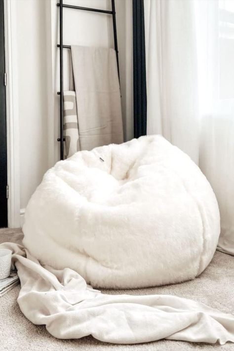 Bean Bag Room, Fluffy Chair, Faux Fur Bean Bag, Fur Bean Bag, Adult Bean Bag Chair, Fluffy Fabric, Giant Bean Bags, Cosy Room, Cute Bedroom Ideas