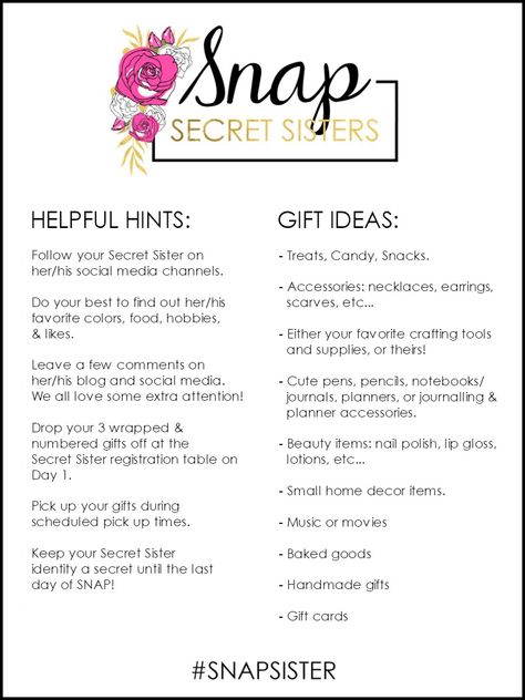 Secret Sister Helpful Hints & Gift Ideas Sister Snap, Secret Sister Gift Ideas, Secret Pal Gifts, Sister Gift Ideas, Secret Sister Gifts, Secret Sister, Secret Pal, Trending Christmas Gifts, Valentines Gift Bags