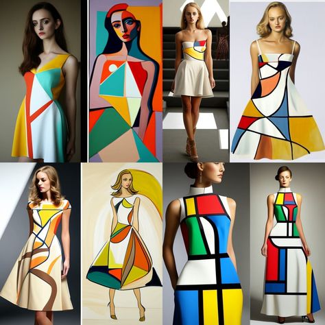 Pop Art Style Fashion, Abstract Print Fashion, Cubism Fashion, 80s Vintage Fashion, Oskar Schlemmer, Egyptian Drawings, Fashion Illustration Portfolio, Tv Static, Pop Art Fashion