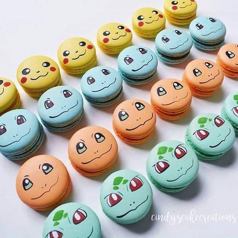 Pokemon Macarons, Pokemon Cupcakes, Pokemon Birthday Cake, Pokémon Birthday, Bubble Birthday Parties, Pikachu Cake, Macaron Template, Pokémon Party, Pokemon Cake