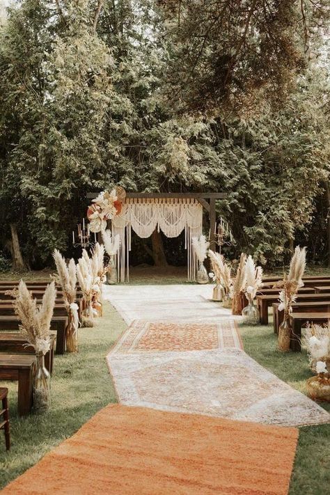 Boho Wedding ceremony: Beautiful Bohemian Wedding ceremony concepts You Will Love Check more at https://howcandothis.com/weddingideas/boho-wedding-ceremony-beautiful-bohemian-wedding-ceremony-concepts-you-will-love/ Boho Rustic Wedding Reception Decor, Rustic And Boho Wedding, Bohemian Romantic Wedding, Bohemian Wedding Aesthetic, Boho Color Palette Wedding, Boho Outside Wedding, Hippy Wedding Ideas, Boho Wedding Ideas Decoration, Simple Boho Wedding Decor