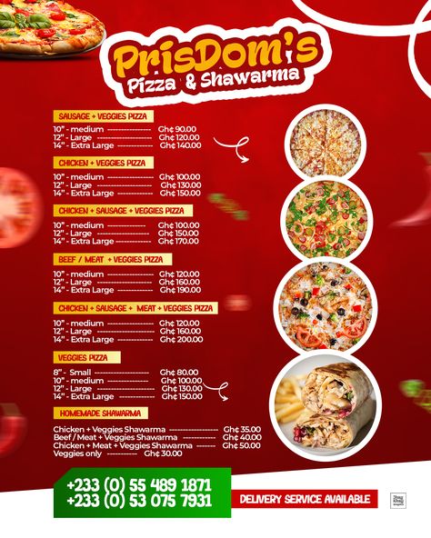 Pizza prist list flyer Pizza Flyer, Menu Pizza, Product Poster, Menu Flyer, Flyers Design, Banner Design Inspiration, Creative Flyer Design, Social Media Advertising Design, Food Menu Design