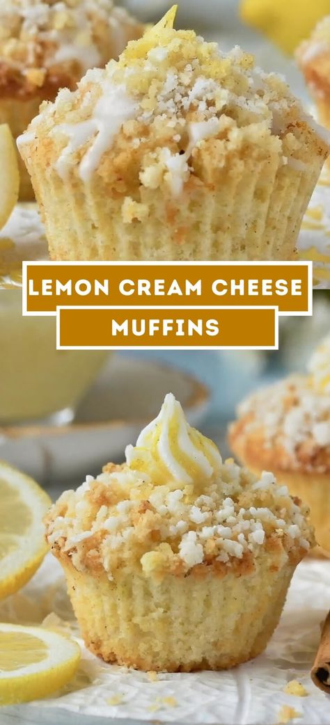 Lemon Cream Cheese Muffins | Page 2 of 2 Lemon Muffins With Cream Cheese Filling, Lemon Cream Cheese Muffins, Sour Cream Muffins, Cream Cheese Cupcakes, Lemon Cheese, Lemon Cream Cheese, Cream Cheese Muffins, Lemon Muffins, Cheese Muffins