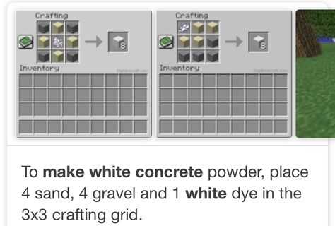 How To Make Concrete Minecraft, How To Make Concrete In Minecraft, Minecraft White Blocks, Minecraft Concrete Recipe, Minecraft Food, Minecraft Village, Goofy Things, Base Ideas, Minecraft House Tutorials