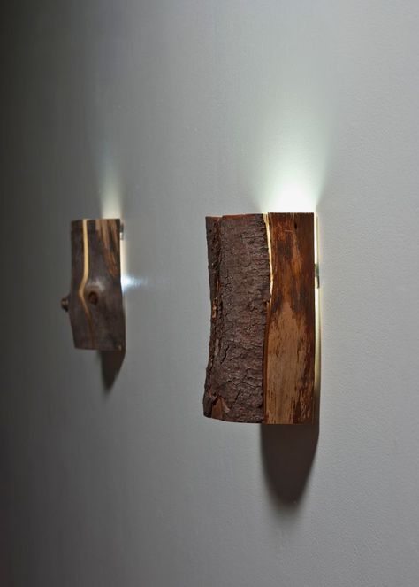 Home decor: Unique log lights | Home Beautiful Magazine Australia Log Lights, Recycle Interior, Rustic Wall Lighting, Unique Pendant Lights, Cottage Lighting, Wooden Light, Lights Home, Home Decor Unique, Wooden Lamp