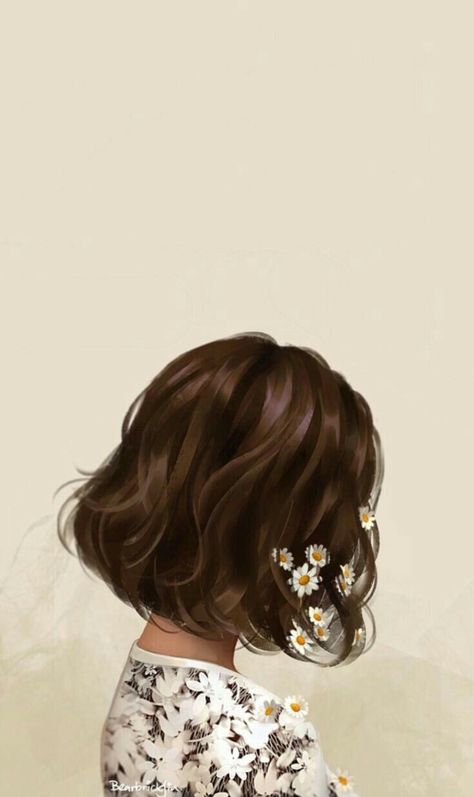 خلفيات Girl With Flowers, Hair Illustration, Cover Wattpad, Flowers In Her Hair, Cute Tumblr Wallpaper, Illustration Art Girl, Girly Art Illustrations, Art Et Illustration