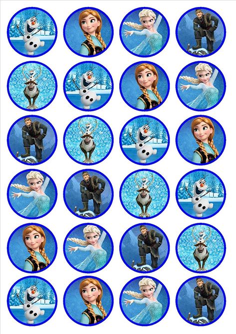 Frozen Cupcake Toppers Disney Frozen Cupcakes, Frozen Cupcake Toppers, Paper Cupcake Toppers, 4de Verjaardag, Princess Birthday Decorations, Frozen Free, Frozen Printables, Frozen Cupcakes, Princess Cupcake Toppers