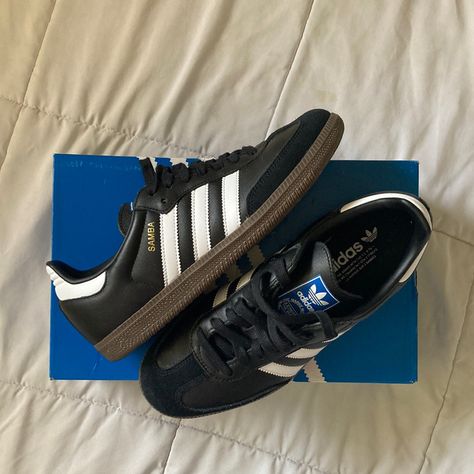 Original Og Sambas In Black With Gum Soles- Very Lightly Used. Almost In Brand New Condition. Only Used For A Short Period 2-3x. In Perfect Shape. Size 7.5 M And 8.5 W 2000s Adidas Shoes, Black And White Sambas, Adidas Sambas Black, Black Samba Adidas, Black Adidas Samba, Black Adidas Sambas, Sambas Black, Shoes Samba, Adidas Shoes Samba