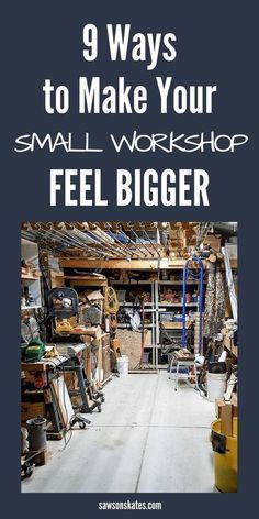 No matter if your woodworking shop is in your basement, garage or shed it can sometimes feel crowded and cramped. With some clever small workshop ideas, a space-saving layout, and organization and storage solutions your shop can feel bigger. #smallworkshopideas #workshop Space Saving Workbench Ideas, Space Saving Workshop Ideas, Garage Workshop Organization Layout, One Car Garage Workshop, Workshop Color Ideas, Garage Space Saving Ideas, Small Shed Workshop Ideas, Narrow Workshop, Shop Storage Organizing