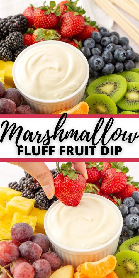 Fruit Fluff Dip, Marshmallow Fruit Dip, Marshmallow Fluff Fruit Dip, Pizza Fruit, Easy Fruit Dip, Healthy Harvest, Cream Cheese Fruit Dip, Fruit Dips, Fruit Dips Recipes