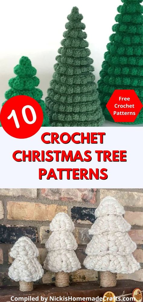 Choose from this festive compilation of ten free crochet Christmas tree patterns. Add to your holiday decor with these fun and easy designs. Fun Christmas Crochet Projects, Crochet Christmas Tree With Lights, Chrocet Christmas Ideas, Crochet Pattern For Christmas Tree, Christmas Decor Crochet Ideas, Christmas Light Crochet Pattern, Crochet Projects For Home Decor, Crochet Bobble Christmas Tree Free Pattern, Crocheted Christmas Ideas