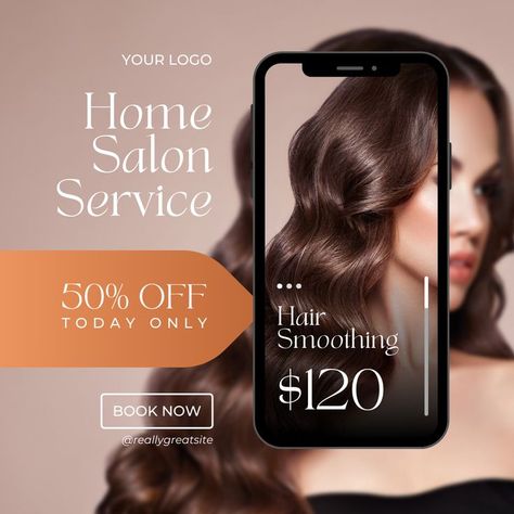 Pink Modern Aesthetic, Aesthetic Hair Salon, Salon Home Service, Salon Marketing Social Media, Hair Poster Design, Beauty Salon Marketing, Hair Advertising, Salon Promotions, Makeup Poster