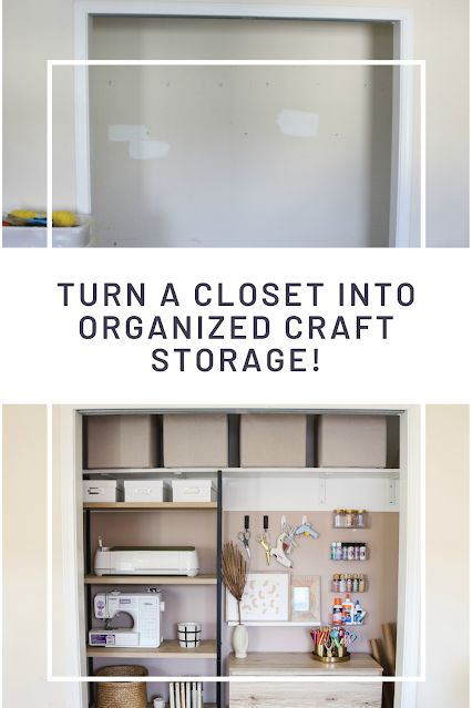 Custom Craft Closet, Turning Closet Into Office Storage, Wardrobe Into Craft Storage, Open Shelving Craft Storage, Art Room Closet Organization, Turn Closet Into Storage Space, How To Organize Craft Closet, Closet To Craft Storage, Closet To Craft Room