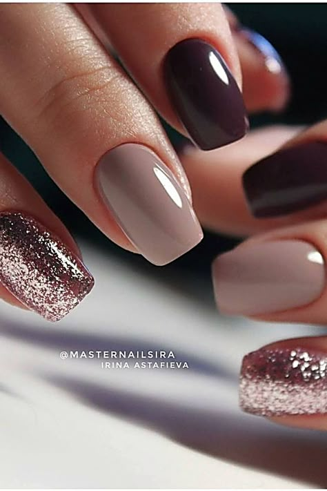 Nail colors that we're obsessing over. You will too! Elegant Fall Nails Designs, Work Nails Professional Fall, Nail Ideas For 30th Birthday, September Wedding Nail Ideas, Neutral Fall Manicure, Dip Nail Designs Winter, Fall Bridesmaid Nails, January Nail Colors 2023, September Nail Designs Fall