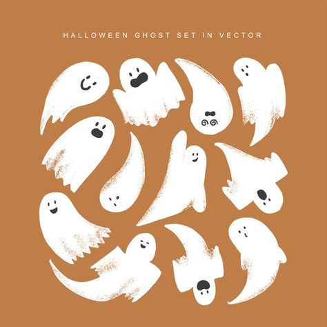 Ghosts Cute, Ghost Drawing, Pumpkin Illustration, About Halloween, Halloween Blanket, Halloween Vector, Picture Books Illustration, Hand Drawn Vector Illustrations, Ghost Design