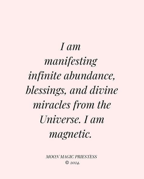 ✨🦋✨999 ✨🦋✨ Affirm: I am manifesting infinite abundance, blessings, and divine miracles from the Universe. I am magnetic. You must believe it to receive it. You hold the power to manifest your wildest dreams and soul desires. 🤍 @moonmagicpriestess #moonmagicpriestess #999 #manifesting #manifestingabundance #blessings #miracles #universe #mangnetic Original quotes and writings by MMP 🦋 @moonmagicpriestess Copyright ©️ 2024. All rights reserved. Credit author when reposting. I Am Ready To Manifest Abundance, Everything Is Working Out In My Favor, Ask Believe Receive Quotes, Good Manifestation Quotes, Universe Alignment Quotes, I Am A Winner Affirmations, Best Affirmations For Manifesting, Power Of Manifestation Quotes, Abundance Quotes Affirmations