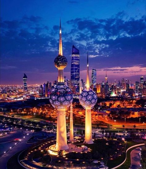 Kuwait Towers, Kuwait City, Landmark Buildings, Islamic World, Travel Goals, Countries Of The World, Image Hd, Asia Travel, City Skyline