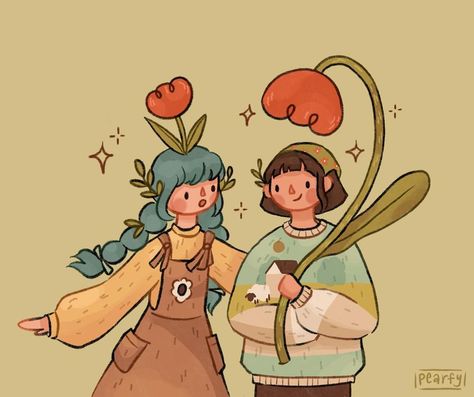 Lo ✶ on Instagram: “Combined two dtiys! I think they could be flower friends 🌷 #chezalbi4k #dtiyspaloma” Cute Drawings Friends, Two Best Friends Aesthetic Drawing, Best Friend Art Aesthetic, Flower Character Illustration, Cute Friends Drawings, Things To Draw With Friends, Cute Friend Drawings, Cute Cartoon Style, Sketch Best Friends