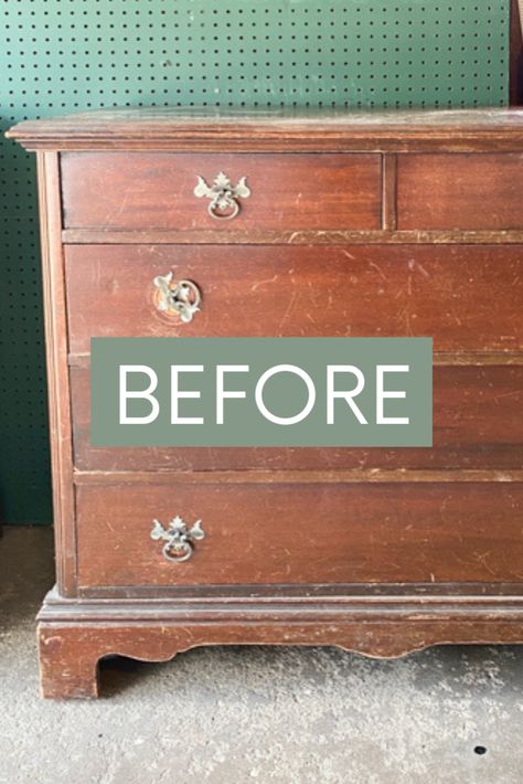 Achieve a modern look with our DIY Pottery Barn dresser makeover! In this easy DIY furniture project, I’ll show you how to refurbish an old dresser to create a DIY Pottery Barn dresser look alike. Whether you're new to upcycled home décor or an experienced DIYer, this is the perfect project to add a stylish touch to your home. Diy Dresser Upcycle, Dresser With Drawers Removed, Modern Farmhouse Dresser Makeover, Turn A Dresser Into A Tv Stand, Tile Dresser Top Diy, Refurbished 6 Drawer Dresser, Dresser Turned Entryway Table, Converted Furniture Ideas, Four Drawer Dresser Makeover