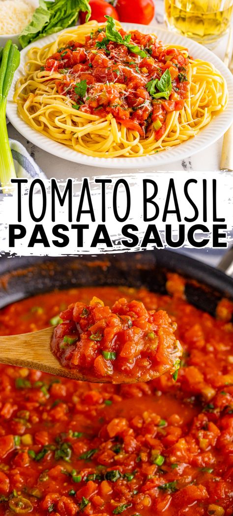 Basil Pasta Recipes, Italian Spaghetti Sauce, Spaghetti Night, Pasta Sauce Recipes Tomato, Tomato Basil Pasta Sauce, Homemade Spaghetti Sauce Recipe, Basil Pasta Sauce, Spaghetti Recipes Easy, Tomato Pasta Recipe