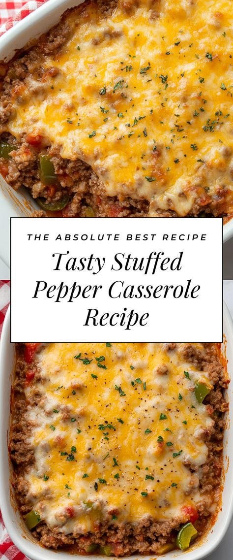 Image for Tasty Stuffed Pepper Casserole Recipe Cheesy Stuffed Pepper Casserole, Low Carb Stuffed Pepper Casserole, Stuffed Pepper Casserole Healthy, Stuff Pepper Casserole, Stuffed Green Pepper Casserole, Lazy Stuffed Peppers, Stuffed Bell Pepper Casserole, Green Pepper Casserole, Unstuffed Pepper Casserole