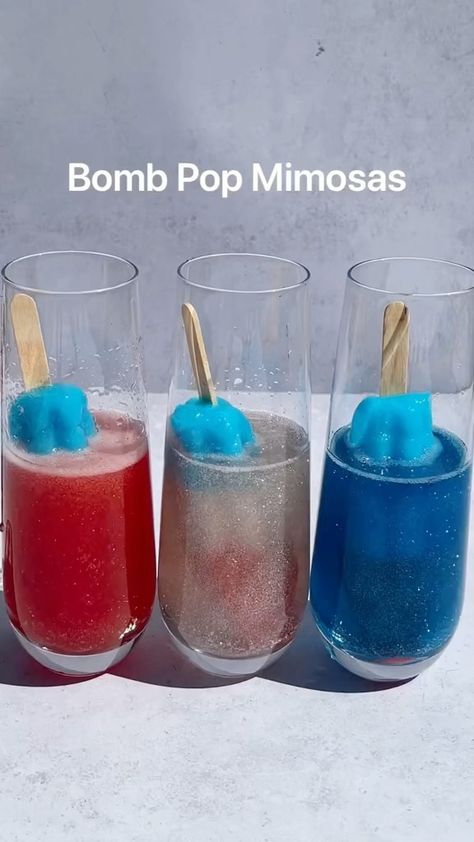 cocktails on Instagram: the 4th of july is around the corner🥂 by: @yellowbellykelly Bomb Pop Mimosa Recipe, Fourth Of July Mimosas, Mimosa Recipe, Bomb Pop, Mimosa Bar, Bach Party, Shark Week, Wedding Wishes, Girl Shower