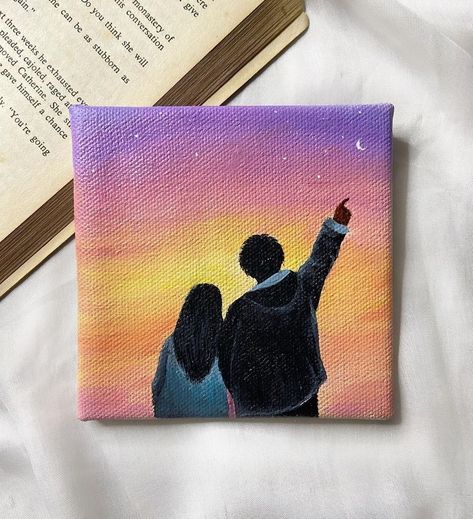 Painting For Bf, Mini Canvas Art For Boyfriend, Painting For Boyfriend, Couples Canvas Painting, Painting On Canvas For Beginners, Canvas Painting For Beginners, Canvas Board Painting, Canvas For Beginners, Small Canvas Paintings